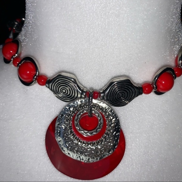 Zevar by Treska Red & Silver Necklace NWT - Picture 4 of 6